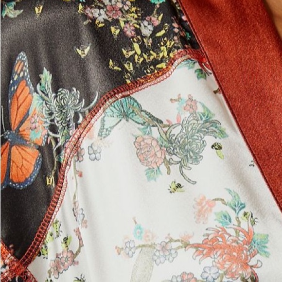 HAH PRINTED LONGLINE CAFTAN BILLOWY SILHOUETTE BUTTERFLY PRINT BELTED SIZE XS - Picture 7 of 15